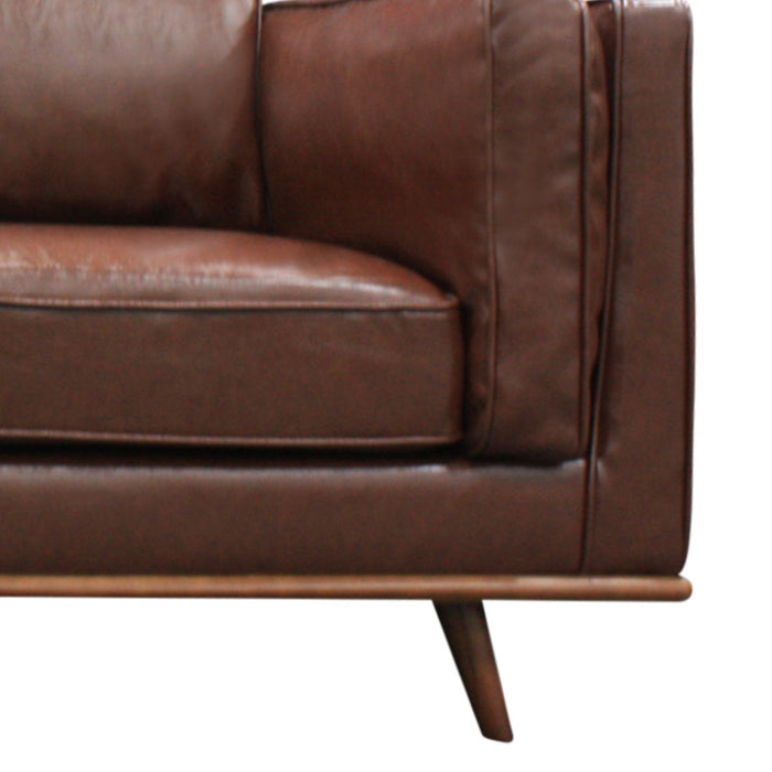 3 Seater Faux Sofa Brown Lounge Set for Living Room Couch with Wooden Frame