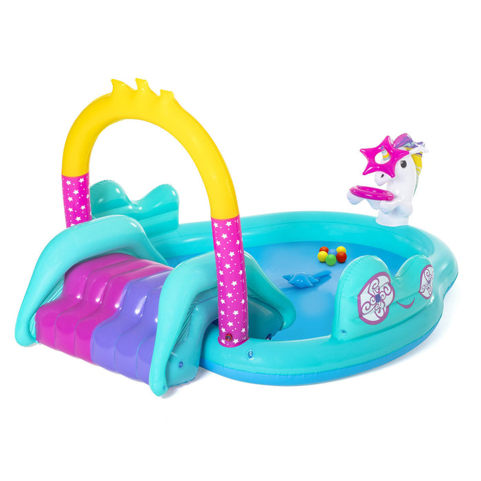 Inflatable Unicorn Themed Mini Water Fun Park Pool With Slide 220L