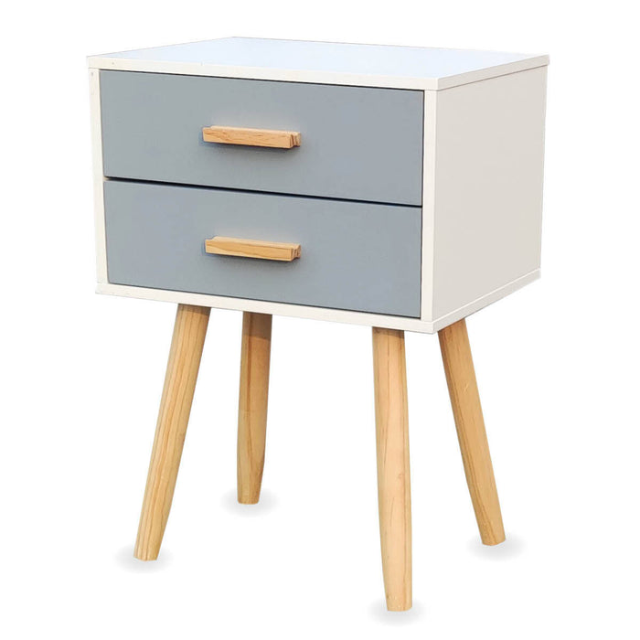 Home Master 2 Drawer Side Table Sleek Modern &amp; Stylish Neutral Design 61cm