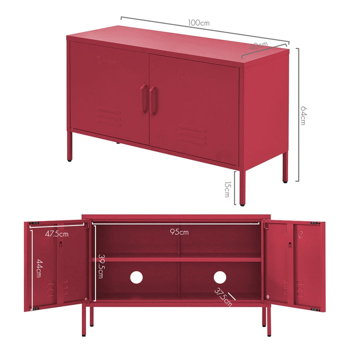 Metal Locker Style Cabinet Sideboard - Pink