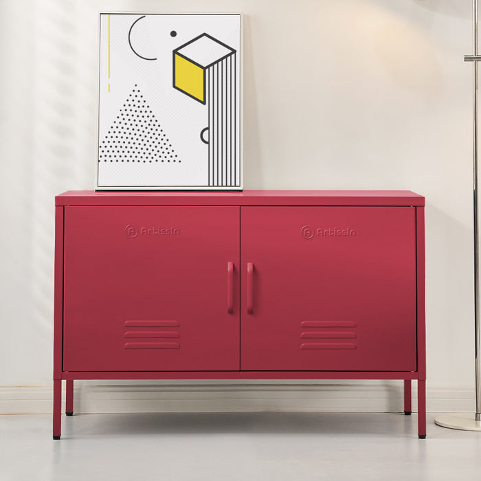 Metal Locker Style Cabinet Sideboard - Pink