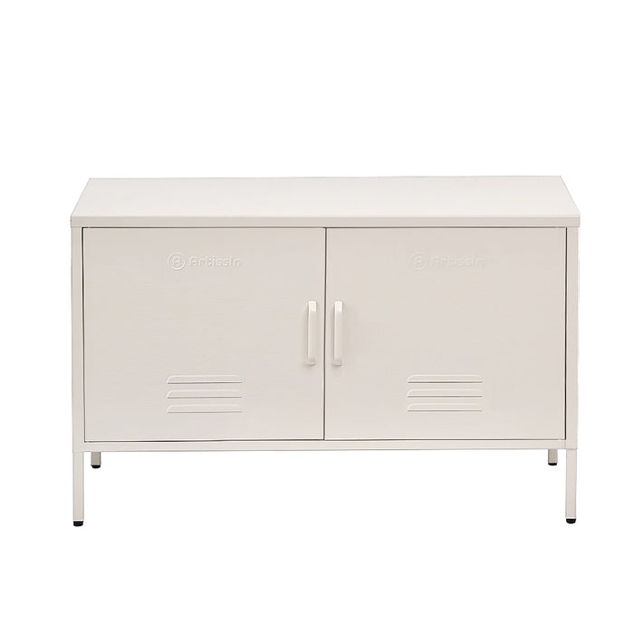 Metal Locker Style Cabinet Sideboard - White