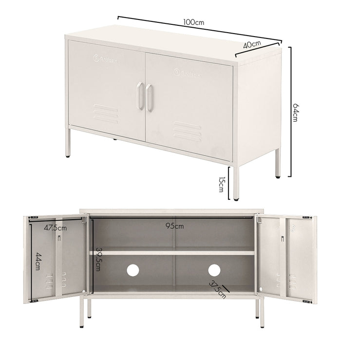 Metal Locker Style Cabinet Sideboard - White