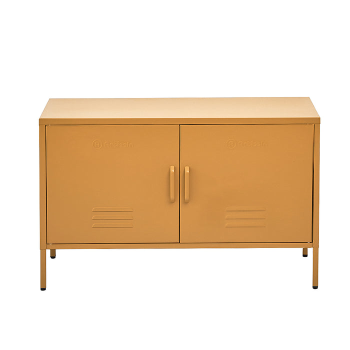 Metal Locker Style Cabinet Sideboard - Yellow