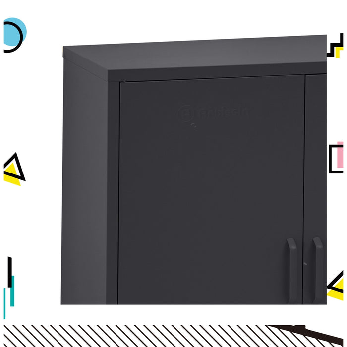 Metal Locker Style Cabinet - Charcoal