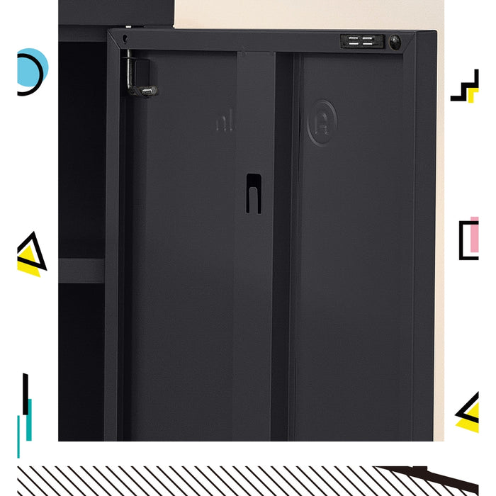 Metal Locker Style Cabinet - Charcoal