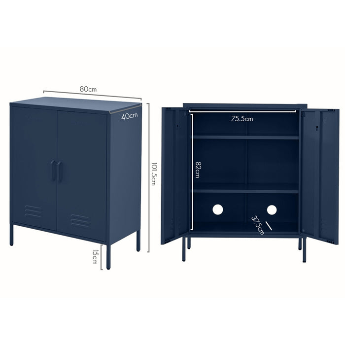 Metal Locker Style Cabinet - Blue