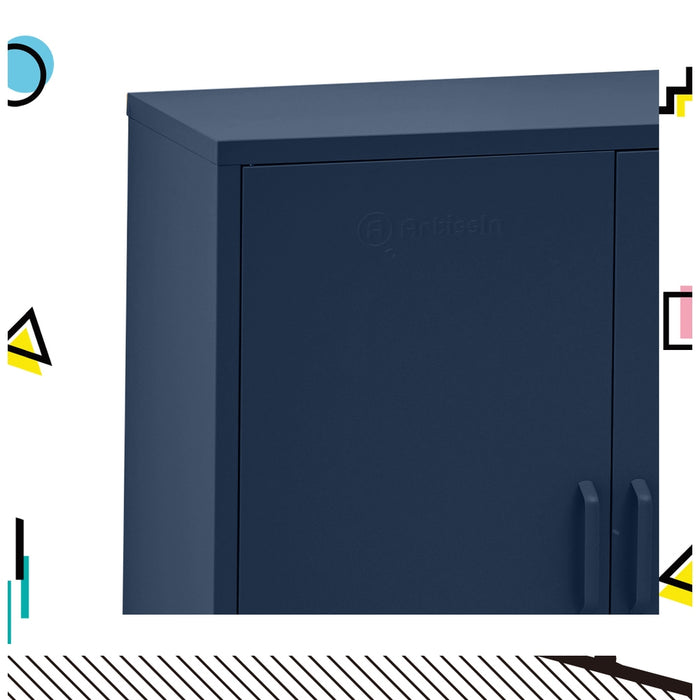 Metal Locker Style Cabinet - Blue