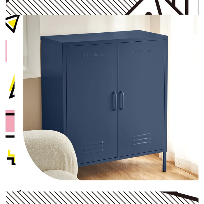 Metal Locker Style Cabinet - Blue