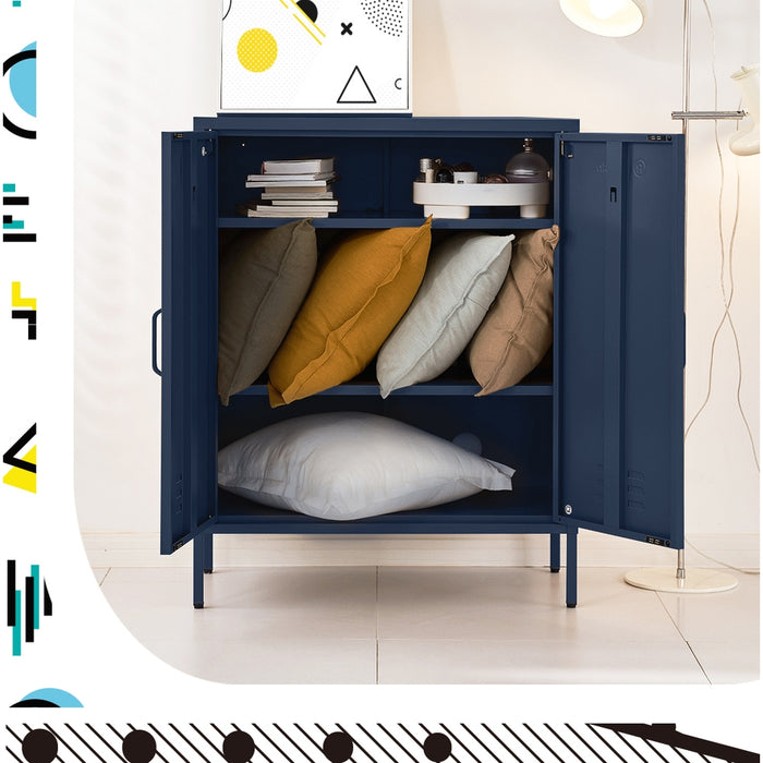 Metal Locker Style Cabinet - Blue