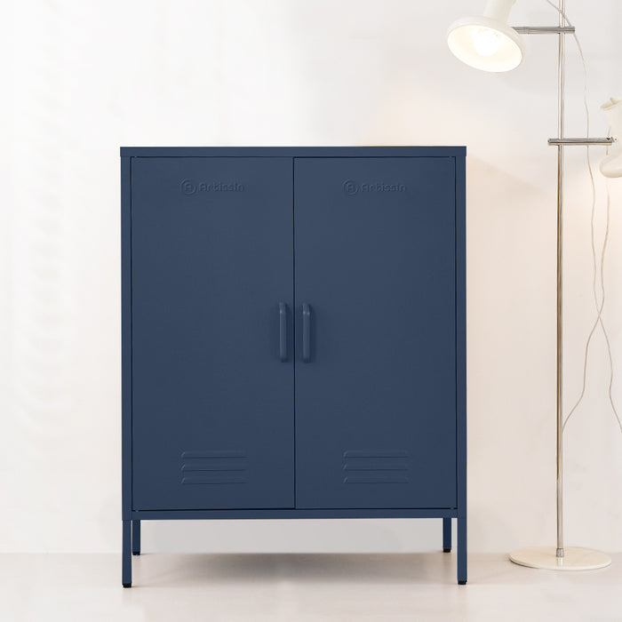 Metal Locker Style Cabinet - Blue