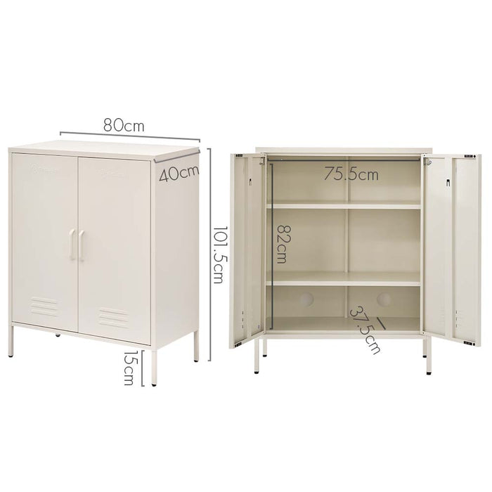 Metal Locker Style Cabinet - White