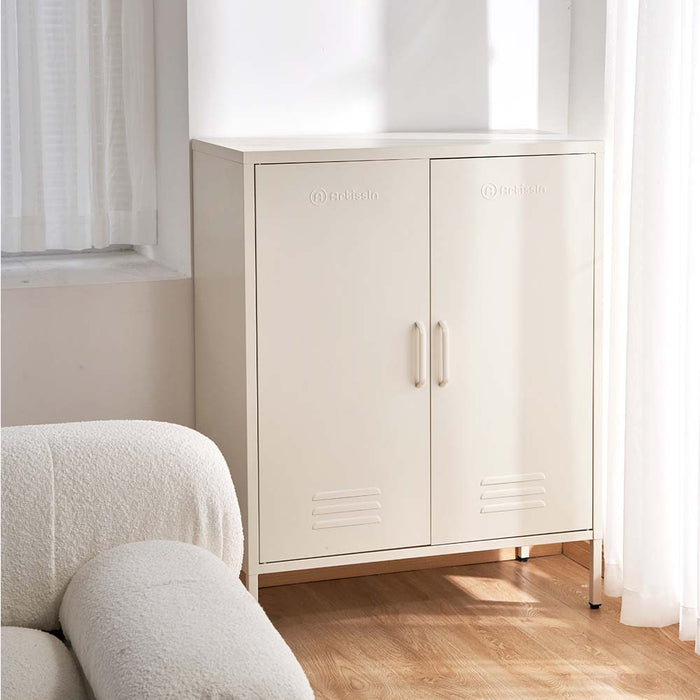 Metal Locker Style Cabinet - White