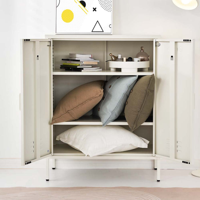 Metal Locker Style Cabinet - White