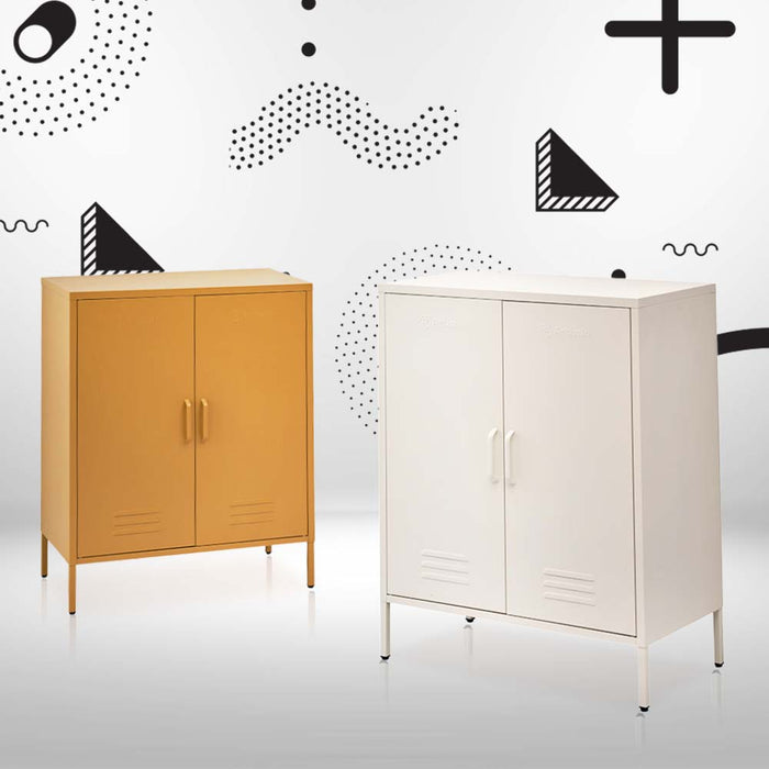 Metal Locker Style Cabinet - White