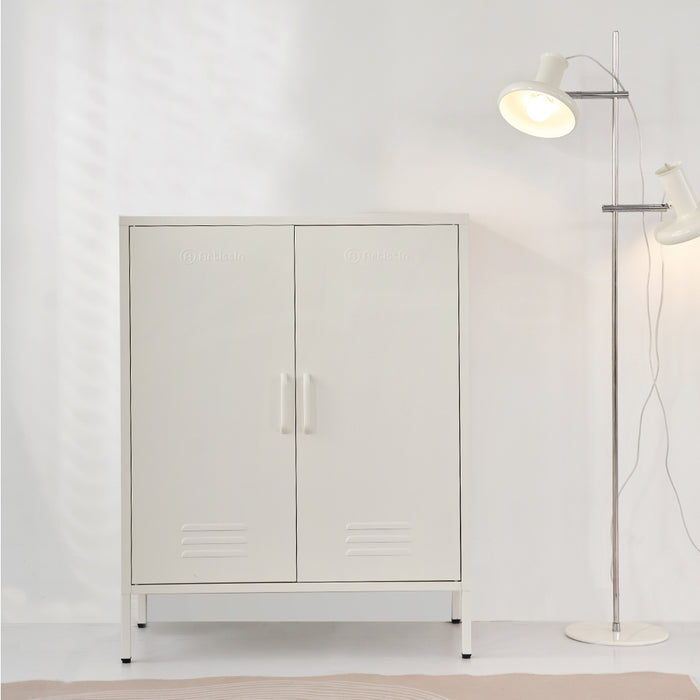 Metal Locker Style Cabinet - White