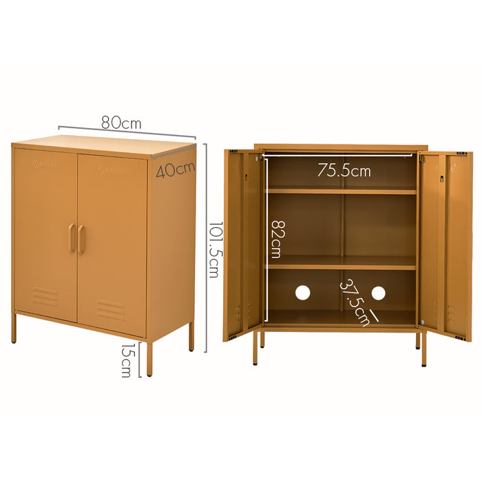 Metal Locker Style Cabinet - Yellow