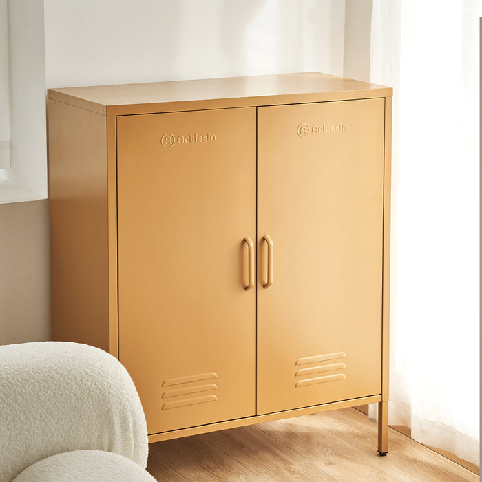 Metal Locker Style Cabinet - Yellow