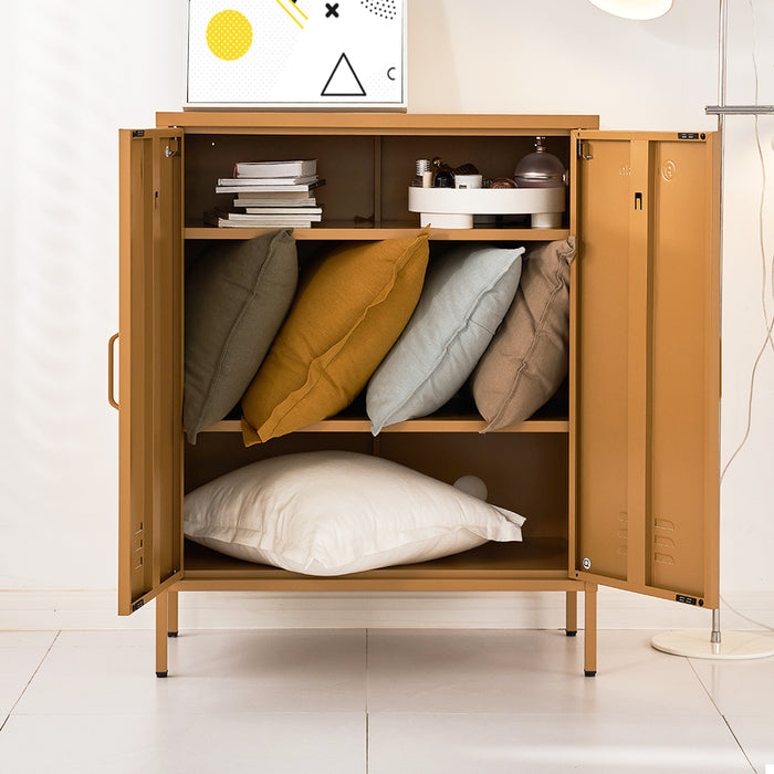 Metal Locker Style Cabinet - Yellow