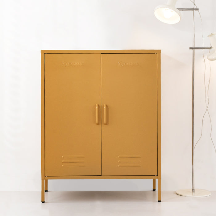 Metal Locker Style Cabinet - Yellow