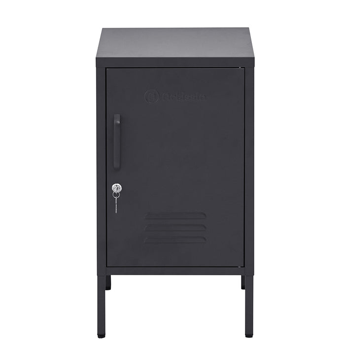 Metal Locker Style Side Table - Black