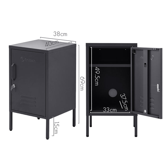 Metal Locker Style Side Table - Black