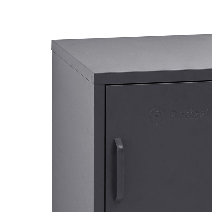 Metal Locker Style Side Table - Black