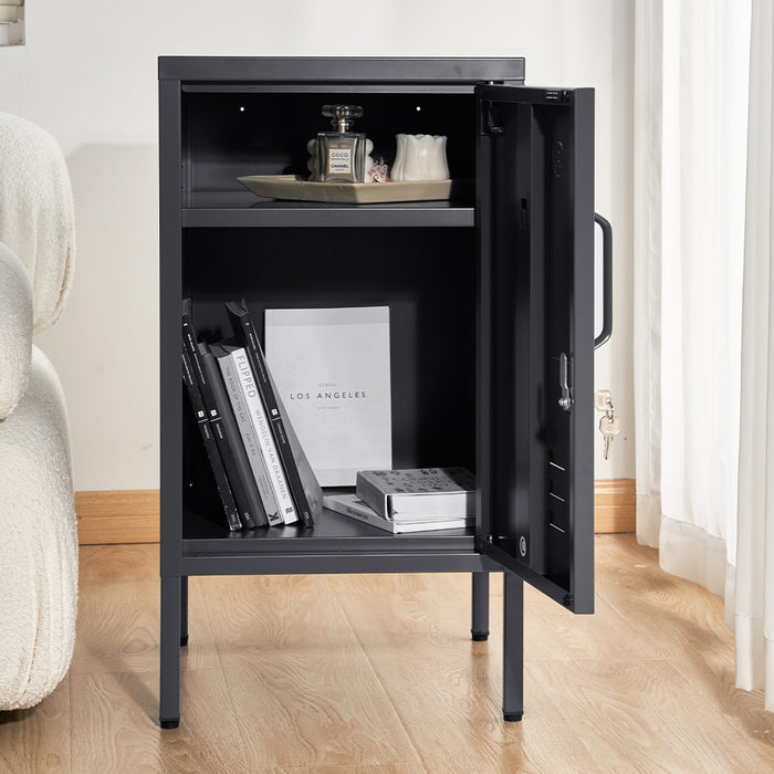 Metal Locker Style Side Table - Black