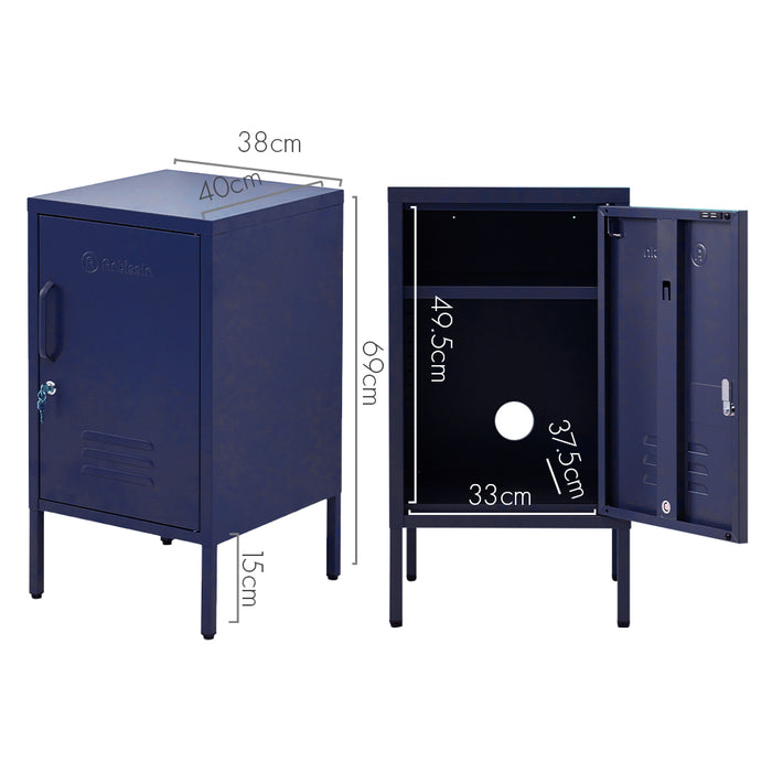 Metal Locker Style Side Table - Blue