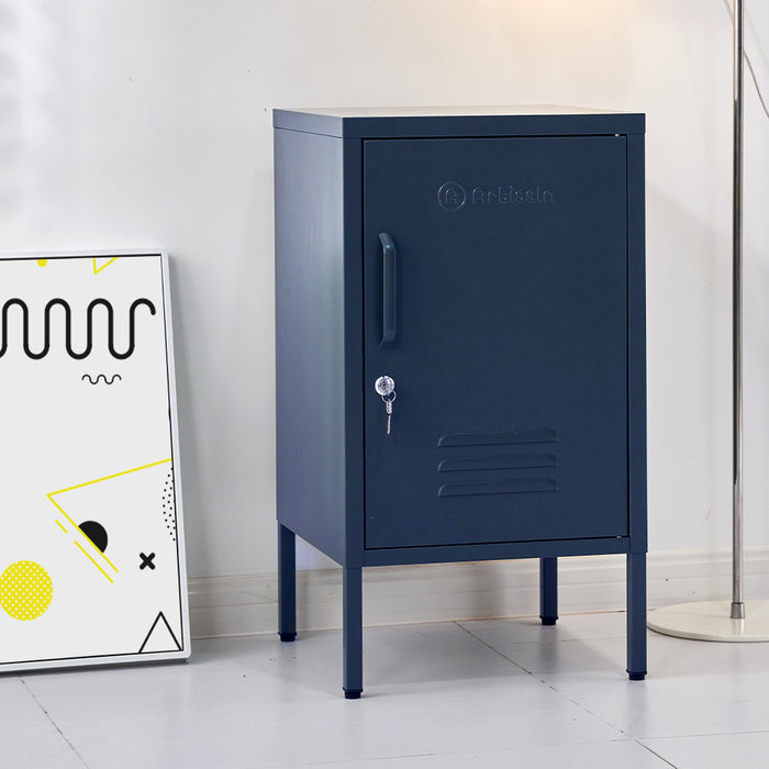 Metal Locker Style Side Table - Blue