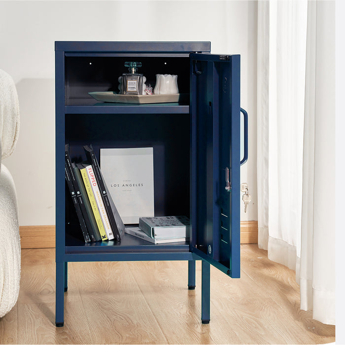 Metal Locker Style Side Table - Blue