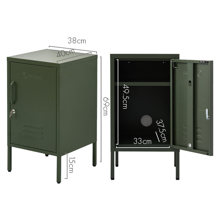 Metal Locker Style Side Table - Green