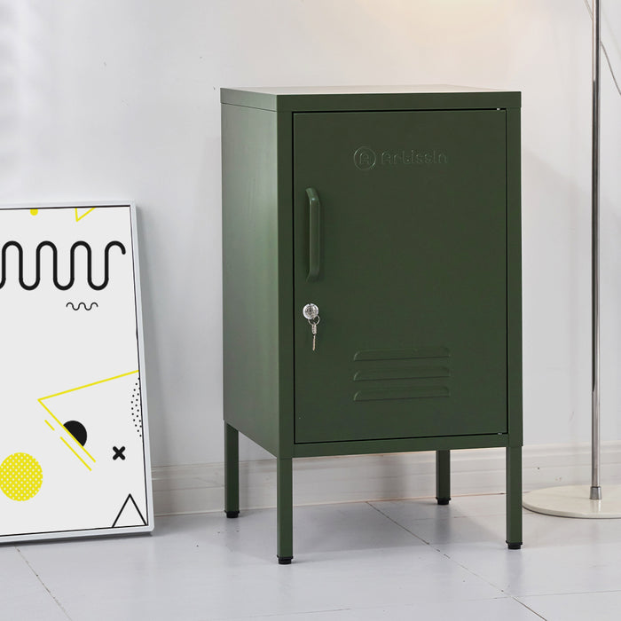 Metal Locker Style Side Table - Green