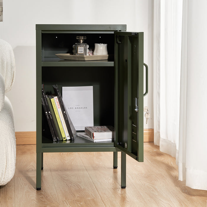 Metal Locker Style Side Table - Green