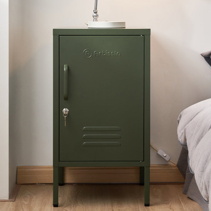 Metal Locker Style Side Table - Green