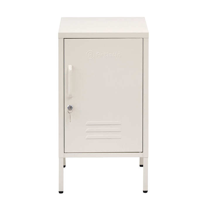 Metal Locker Style Side Table - White