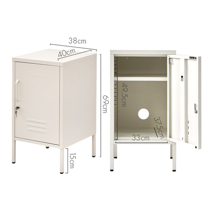 Metal Locker Style Side Table - White