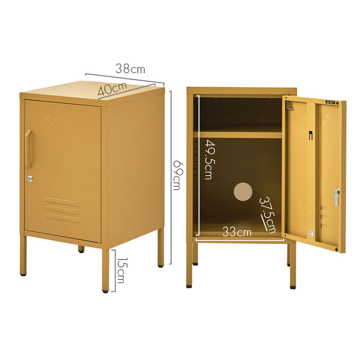 Metal Locker Style Side Table - Yellow