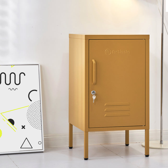 Metal Locker Style Side Table - Yellow