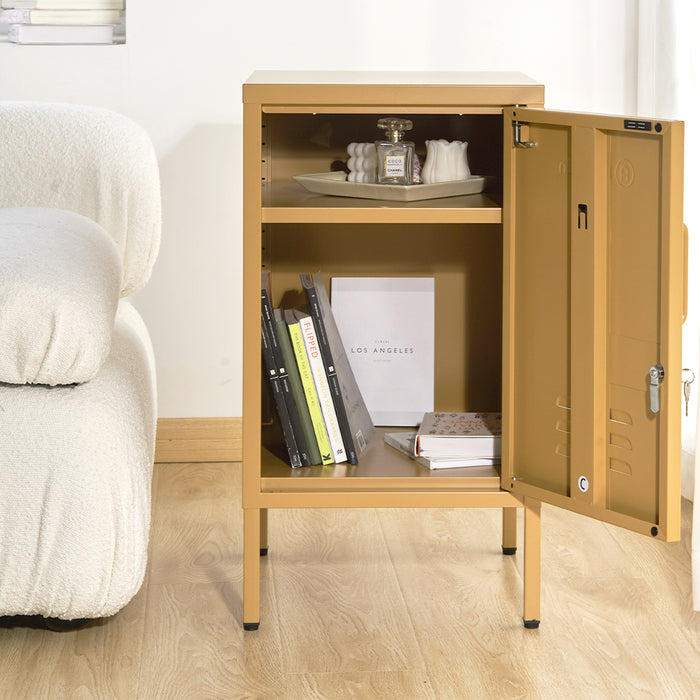 Metal Locker Style Side Table - Yellow