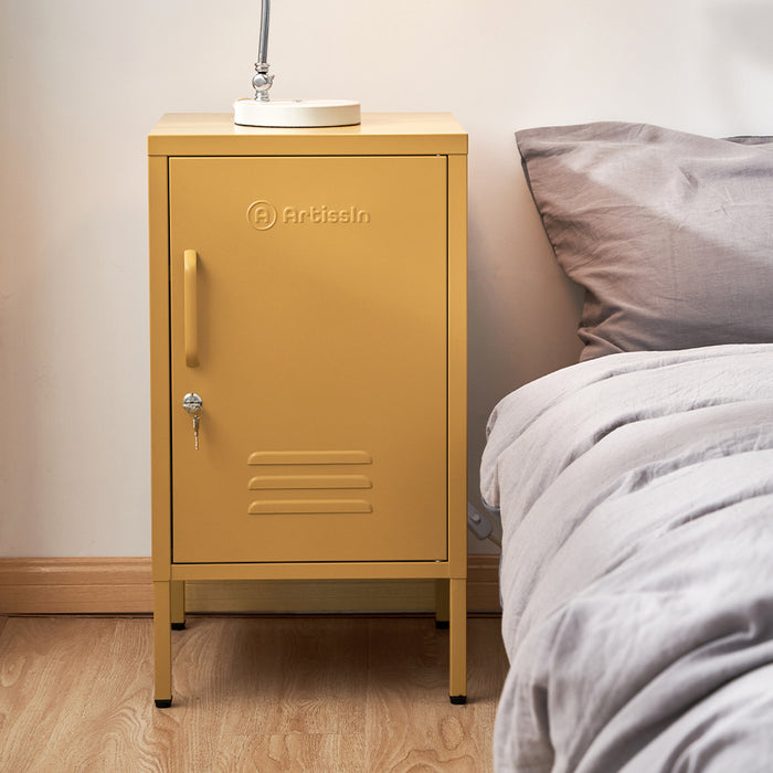 Metal Locker Style Side Table - Yellow