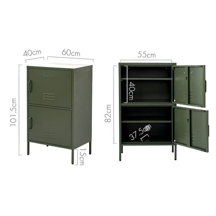 Metal Locker Style Tall Cabinet - Green