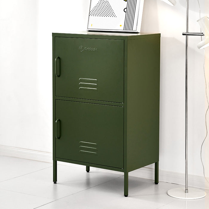 Metal Locker Style Tall Cabinet - Green