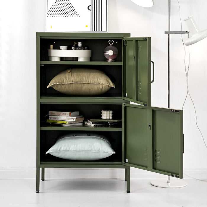 Metal Locker Style Tall Cabinet - Green