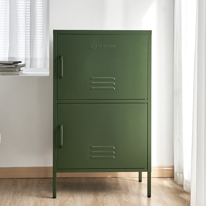 Metal Locker Style Tall Cabinet - Green