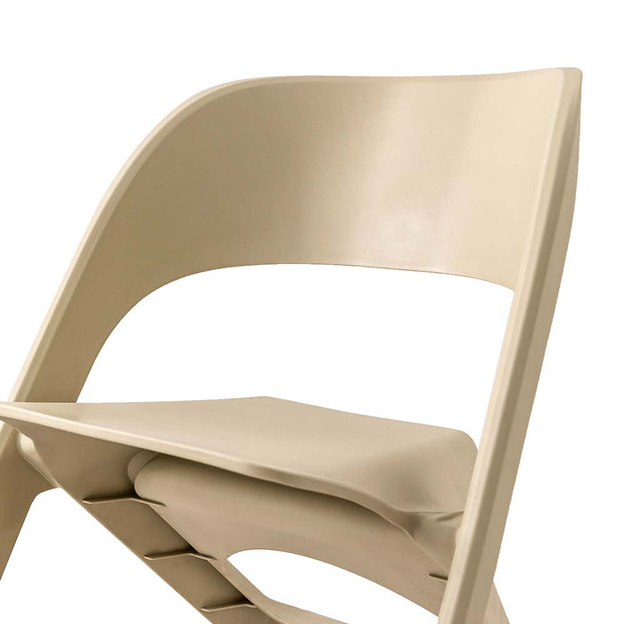 Set of 4 Dining Chairs Office Cafe Lounge Seat Stackable Plastic Leisure Chairs Beige