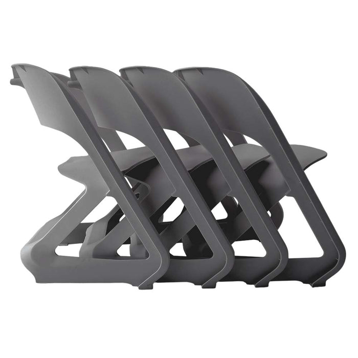 Set of 4 Dining Chairs Office Cafe Lounge Seat Stackable Plastic Leisure Chairs Grey