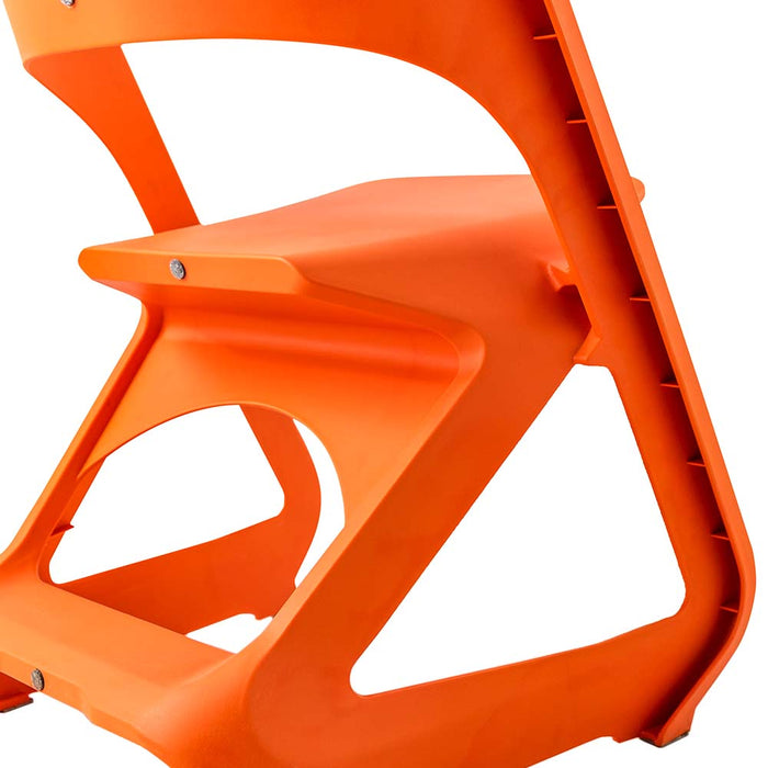 Set of 4 Dining Chairs Office Cafe Lounge Seat Stackable Plastic Leisure Chairs Orange