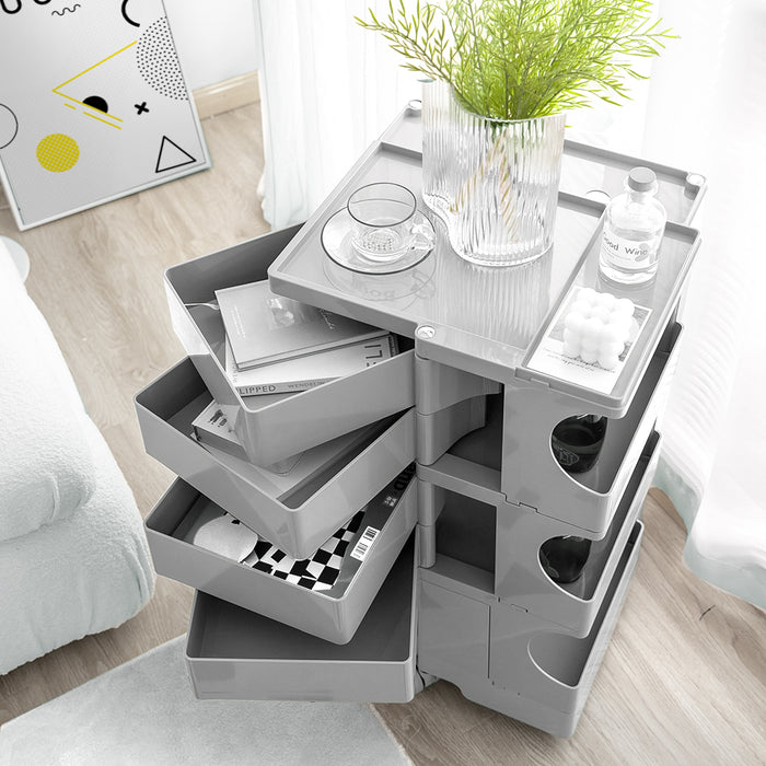 Bedside Table Side Tables Nightstand Organizer Replica Boby Trolley 5Tier Grey