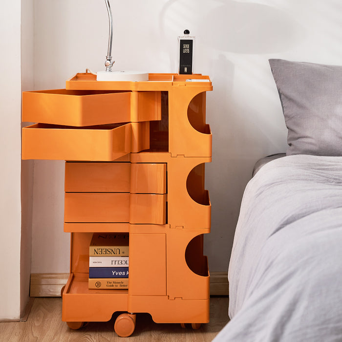 Bedside Table Side Tables Nightstand Organizer Replica Boby Trolley 5Tier Orange